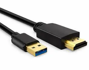 Upgraded USB to HDMI Cable 2M, USB-A to HDMI Video Adapter for Windows/Mac/iOS 6.6FT Long HDMI Cable for TV, Blu-Ray, Projector, Monitor Plug & Play, 1080P HD (Black) Upgraded USB to HDMI Cable 2M, USB-A to HDMI Video Adapter for Windows/Mac/iOS 6.6FT Long HDMI Cable for TV, Blu-Ray, Projector, Monitor Plug & Play, 1080P HD (Black)