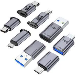 USB C Adapter (8 Pack), Micro USB to USB C Adapter, USB 3.0 to Type C Converter Connector, Male to Female and Female to Male - Grey USB C Adapter (8 Pack), Micro USB to USB C Adapter, USB 3.0 to Type C Converter Connector, Male to Female and Female to Male - Grey