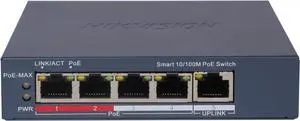 DS-3E1105P-EI HIKVIS0N_POE Switch, 5 Port Gigabit PoE Switch, Fast Ethernet Smart 5 PoE+ Port @ 65W, Plug & Play, PoE Auto Recovery, Desktop/Wall Mount, Metal Material DS-3E1105P-EI HIKVIS0N_POE Switch, 5 Port Gigabit PoE Switch, Fast Ethernet Smart 5 PoE+ Port @ 65W, Plug & Play, PoE Auto Recovery, Desktop/Wall Mount, Metal Material
