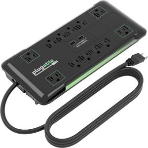 Plugable 12 Outlet Power Strip 4320 Joules Surge Protection, Built-in 10.5W 2-Port USB Charger for Android and Apple Phones, Mobile Devices, 6 Foot Cable Plugable 12 Outlet Power Strip 4320 Joules Surge Protection, Built-in 10.5W 2-Port USB Charger for Android and Apple Phones, Mobile Devices, 6 Foot Cable