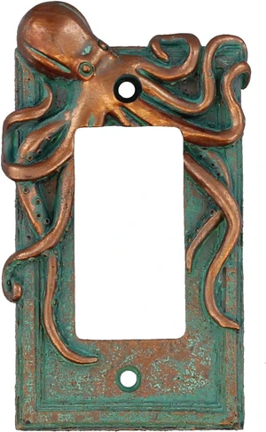 Top Brass Large Octopus/Kraken Electrical Cover Wall Plate Bronze/Verdigris Finish - Single Switch, Double, Rocker, Outlet (Rocker) Top Brass Large Octopus/Kraken Electrical Cover Wall Plate Bronze/Verdigris Finish - Single Switch, Double, Rocker, Outlet (Rocker)