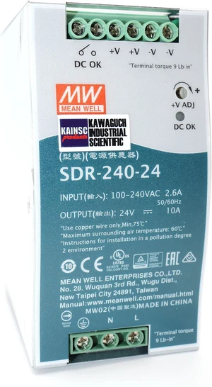Mean Well SDR-240-24 240W 10A 24VDC Single Output High Efficiency DIN Rail Power Supply with PFC Function Provided by KAINSC Products Mean Well SDR-240-24 240W 10A 24VDC Single Output High Efficiency DIN Rail Power Supply with PFC Function Provided by KAINSC Products