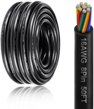 16 Gauge 8 Conductor Electrical Wire, 50FT 16AWG PVC Thermostat Wire, Low Voltage Landscape Wire, Flexible Cord for LED Lighting Strips Automotive Garden Bell Speaker 16 Gauge 8 Conductor Electrical Wire, 50FT 16AWG PVC Thermostat Wire, Low Voltage Landscape Wire, Flexible Cord for LED Lighting Strips Automotive Garden Bell Speaker