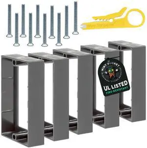 Mint Bucket Brands 3/4" Single Gang Outlet Box Extenders, UL Listed, Includes Screws and Wire Stripper Tool, Electrical Box Extender for Outlets & Switches, Pack of 5 Mint Bucket Brands 3/4" Single Gang Outlet Box Extenders, UL Listed, Includes Screws and Wire Stripper Tool, Electrical Box Extender for Outlets & Switches, Pack of 5