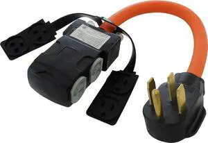 AC WORKS 4-Prong 220-Volt Plug to 120-Volt 15/ 20Amp Household Female Adapter Cord (4-Prong 14-50 Outlet to (4) Household W/Breaker) AC WORKS 4-Prong 220-Volt Plug to 120-Volt 15/ 20Amp Household Female Adapter Cord (4-Prong 14-50 Outlet to (4) Household W/Breaker)