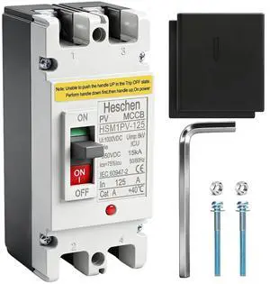 Heschen DC Molded Case Circuit Breaker MCCB, HSM1PV-125, 2 Poles, DC550V 125A, Photovoltaic Circuit Breaker, for Solar PV System Solar Panels Grid System Heschen DC Molded Case Circuit Breaker MCCB, HSM1PV-125, 2 Poles, DC550V 125A, Photovoltaic Circuit Breaker, for Solar PV System Solar Panels Grid System