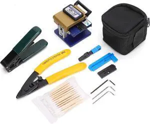 Professional Fiber Optic Tool Kit Complete FTTH Termination Set with Cleaver Stripper for Fiber Optic Cable Installation, Splicing and Network Maintenance Professional Fiber Optic Tool Kit Complete FTTH Termination Set with Cleaver Stripper for Fiber Optic Cable Installation, Splicing and Network Maintenance