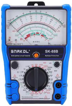 BAFOVY Analog Multimeter, Handheld Meter Tester with Silicone Protective Cover Stand Magnet, Equipment for AC DC Voltage Current Diode LED Testing Electronics Repair (SK-88B) BAFOVY Analog Multimeter, Handheld Meter Tester with Silicone Protective Cover Stand Magnet, Equipment for AC DC Voltage Current Diode LED Testing Electronics Repair (SK-88B)