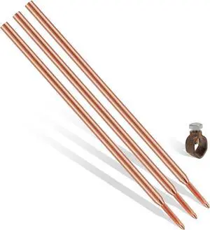 GOUNENGNAIL 10FT Ground Rod, 5/8'' Full Size Copper Clad Carbon Steel, 254um (UL-467 Standard) Red Copper Coating with Silicon Bronze Ground Rod Clamp, UL & CSA Listed GOUNENGNAIL 10FT Ground Rod, 5/8'' Full Size Copper Clad Carbon Steel, 254um (UL-467 Standard) Red Copper Coating with Silicon Bronze Ground Rod Clamp, UL & CSA Listed