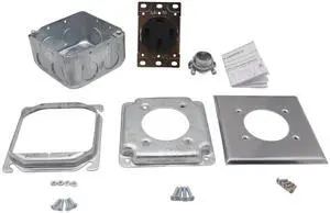 Industrial Grade NEMA 14-50R 50 Amp Receptacle with Quick Wiring for Generators, Surface Mount for Welding Equipment, Galvanized Iron and Stainless Steel Industrial Grade NEMA 14-50R 50 Amp Receptacle with Quick Wiring for Generators, Surface Mount for Welding Equipment, Galvanized Iron and Stainless Steel