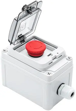 Emergency Stop Button, IP67 Waterproof Push Button Switch Box Mushroom Emergency Stop Switch Momentary Switch Red Push Button Box with Transparent Visible Cover AC/DC 6A-110V/3A-240V/2.5A-380V Emergency Stop Button, IP67 Waterproof Push Button Switch Box Mushroom Emergency Stop Switch Momentary Switch Red Push Button Box with Transparent Visible Cover AC/DC 6A-110V/3A-240V/2.5A-380V