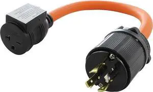 AC WORKS Locking Adapter NEMA L14-20P 20Amp 4-Prong Generator Locking Plug to NEMA 6-20R 250V Adapter (Flexible with Breaker) AC WORKS Locking Adapter NEMA L14-20P 20Amp 4-Prong Generator Locking Plug to NEMA 6-20R 250V Adapter (Flexible with Breaker)