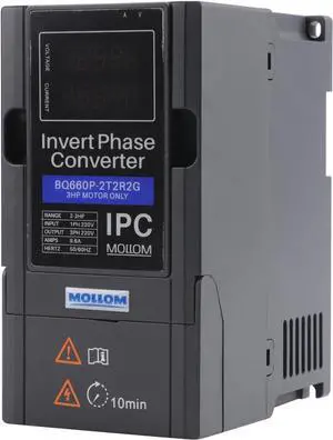 Mollom 2.2KW 220V Single to 3 Phase Invert Phase Converter-3HP 9.6A Input/Output IPC for 3PH Motor Mollom 2.2KW 220V Single to 3 Phase Invert Phase Converter-3HP 9.6A Input/Output IPC for 3PH Motor
