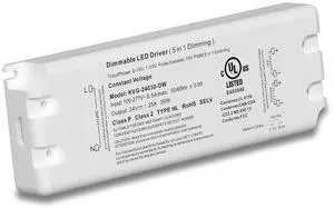30W Dimmable LED Driver, 5 in 1 Dimmable Power Supply, AC 100-277V to DC 24V Transformer, Compatible with Lutron and Leviton Dimmer, UL&FCC Certified, Class 2, Design 30W Dimmable LED Driver, 5 in 1 Dimmable Power Supply, AC 100-277V to DC 24V Transformer, Compatible with Lutron and Leviton Dimmer, UL&FCC Certified, Class 2, Design
