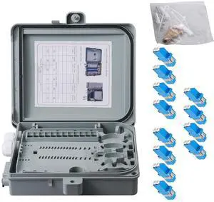 Fiber Optic Distribution Box, 12 Port Wall Mount Enclosure with 12 LC Duplex Adapters, Singlemode, FTTH, IP65 Waterproof Outdoor/Indoor Use - 9.45" x 8.66" x 2.56" Fiber Optic Distribution Box, 12 Port Wall Mount Enclosure with 12 LC Duplex Adapters, Singlemode, FTTH, IP65 Waterproof Outdoor/Indoor Use - 9.45" x 8.66" x 2.56"