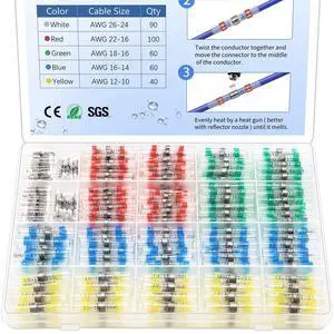 350 Pcs Solder Seal Wire Connectors Heat Shrink Butt Connectors Kit Marine Waterproof Wiring Electrical Cable Splice Terminals for Boat Automotive RV Trailer 350 Pcs Solder Seal Wire Connectors Heat Shrink Butt Connectors Kit Marine Waterproof Wiring Electrical Cable Splice Terminals for Boat Automotive RV Trailer