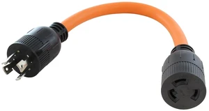 AC WORKS 4-Prong 30Amp 125/250Volt NEMA L14-30P Locking Plug to L6-30R 30Amp 250Volt Locking Female Connector (Flexible) AC WORKS 4-Prong 30Amp 125/250Volt NEMA L14-30P Locking Plug to L6-30R 30Amp 250Volt Locking Female Connector (Flexible)
