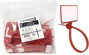 Kable Kontrol Write On Wide Flag Identification Zip Tie Tags 6" Cable Markers 17/8" x 11/8" Writable Flag 100 Pcs - SelfLocking Nylon Marker Cable Ties for Cable Labeling & Organization - Red Kable Kontrol Write On Wide Flag Identification Zip Tie Tags 6" Cable Markers 17/8" x 11/8" Writable Flag 100 Pcs - SelfLocking Nylon Marker Cable Ties for Cable Labeling & Organization - Red