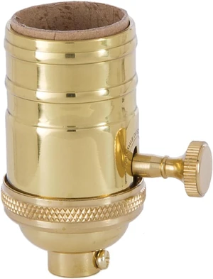 B&P Lamp Heavy Turned Brass Socket with Brass Knob, Polished and Lacquered Finish, 3-Way Function, No Uno Thread B&P Lamp Heavy Turned Brass Socket with Brass Knob, Polished and Lacquered Finish, 3-Way Function, No Uno Thread