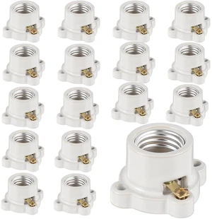 16 Pcs Porcelain Lamp Holder Socket E26/E27 Medium Keyless Threaded Socket with Two Hole Flanged Mounting 660W 250V Medium Base Lampholder Cleat Sockets for Indoor Garage Closet Lighting 16 Pcs Porcelain Lamp Holder Socket E26/E27 Medium Keyless Threaded Socket with Two Hole Flanged Mounting 660W 250V Medium Base Lampholder Cleat Sockets for Indoor Garage Closet Lighting