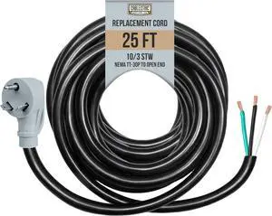 30 Amp RV Replacement Power Cord - 25ft 10 Gauge EV Extension Cable NEMA TT-30P to Open End 3 Wire - Heavy Duty 30 Amp RV Extension Cord - 10/3 STW Electrical Wire for Camper 30 Amp RV Replacement Power Cord - 25ft 10 Gauge EV Extension Cable NEMA TT-30P to Open End 3 Wire - Heavy Duty 30 Amp RV Extension Cord - 10/3 STW Electrical Wire for Camper