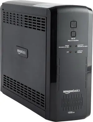 Amazon Basics Line-Interactive UPS 1500VA 900 Watt Surge Protector Battery Power Backup, 10 Outlets - Black Amazon Basics Line-Interactive UPS 1500VA 900 Watt Surge Protector Battery Power Backup, 10 Outlets - Black