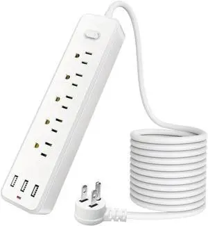 Plug Power Board 6-Foot Extension Cable, 5 AC Sockets, 3 Fast Charging, Wall Mounted Smart Home Plug Power Board 6-Foot Extension Cable, 5 AC Sockets, 3 Fast Charging, Wall Mounted Smart Home