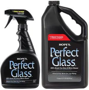 HOPE'S Perfect Glass Cleaner, Streak-Free, Ammonia-Free Window, Mirror, Screen, and Shower Door Cleaner, Indoor and Outdoor Glass Surfaces, 32 Fl Oz Spray Bottle and 67.6 Fl Oz Refill, Pack of 1 HOPE'S Perfect Glass Cleaner, Streak-Free, Ammonia-Free Window, Mirror, Screen, and Shower Door Cleaner, Indoor and Outdoor Glass Surfaces, 32 Fl Oz Spray Bottle and 67.6 Fl Oz Refill, Pack of 1