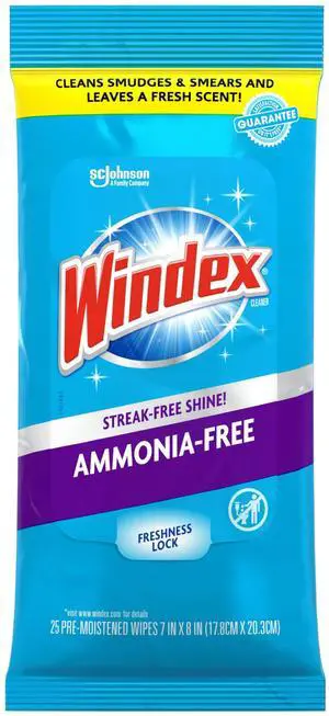 Windex Wipes Glass Cleaning Ammonia Free, Pre-Moistened Wipes for Cleaning All Glass Surfaces, Crystal Rain Fresh Scent, 25 Count Windex Wipes Glass Cleaning Ammonia Free, Pre-Moistened Wipes for Cleaning All Glass Surfaces, Crystal Rain Fresh Scent, 25 Count