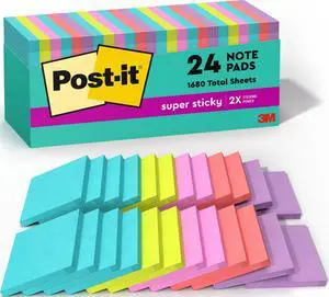Super Sticky Notes, 3 x 3 in, Supernova Neons, 24 Pads Super Sticky Notes, 3 x 3 in, Supernova Neons, 24 Pads