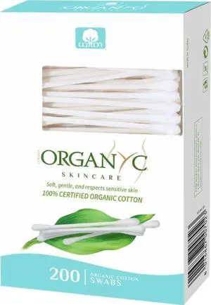 100% Certified Organic Cotton Swabs - No Man-Made Materials, 200 Count, White 100% Certified Organic Cotton Swabs - No Man-Made Materials, 200 Count, White