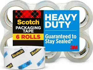 Heavy Duty Shipping Packing Tape, Clear, Shipping and Packaging Supplies, 1.88 in. x 54.6 yd., 6 Tape Rolls Heavy Duty Shipping Packing Tape, Clear, Shipping and Packaging Supplies, 1.88 in. x 54.6 yd., 6 Tape Rolls