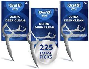 Glide Ultra Deep Clean Floss Picks, Removes Food and Plaque, Cool Mint Flavor, 75 Count, Pack of 3 Glide Ultra Deep Clean Floss Picks, Removes Food and Plaque, Cool Mint Flavor, 75 Count, Pack of 3