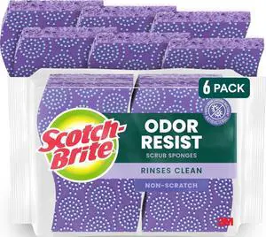 Odor Resist Non-Scratch Scrub Sponge, Dishwasher-Safe Kitchen Sponges that Resist Bacterial Odors, Multipurpose Dish Sponge for Gentle Cleaning, 6 Dish Sponges Odor Resist Non-Scratch Scrub Sponge, Dishwasher-Safe Kitchen Sponges that Resist Bacterial Odors, Multipurpose Dish Sponge for Gentle Cleaning, 6 Dish Sponges