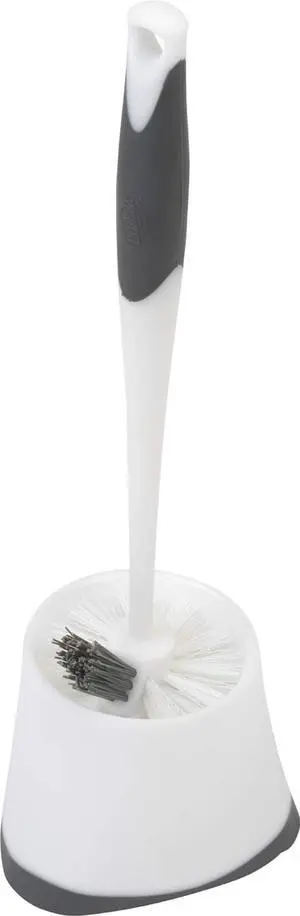 Corner Toilet Bowl Brush with Under Rim Scrubber, Includes Corner Storage Caddy, White Corner Toilet Bowl Brush with Under Rim Scrubber, Includes Corner Storage Caddy, White