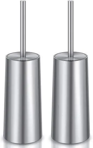 Toilet Brush and Holder, 2 Pack Toilet Brush with 304 Stainless Steel Long Handle, Toilet Bowl Brush for Bathroom Toilet-Ergonomic, Elegant,Durable (Silver) Toilet Brush and Holder, 2 Pack Toilet Brush with 304 Stainless Steel Long Handle, Toilet Bowl Brush for Bathroom Toilet-Ergonomic, Elegant,Durable (Silver)