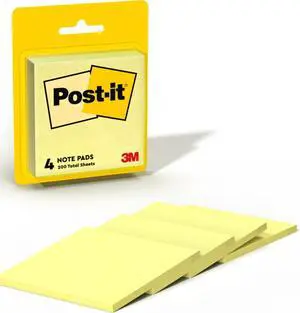 Notes, 3 in x 3 in, 4 Sticky Notes Pads, 50 Sheets per Pad, The Iconic Canary Yellow Note, School Supplies and Oce Products Notes, 3 in x 3 in, 4 Sticky Notes Pads, 50 Sheets per Pad, The Iconic Canary Yellow Note, School Supplies and Oce Products