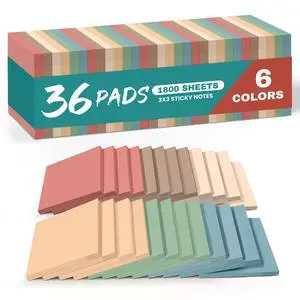 36 Pads Sticky Notes, 3x3 Inch, Aesthetic Self-Stick Notes, Vintage 36 Pads Sticky Notes, 3x3 Inch, Aesthetic Self-Stick Notes, Vintage
