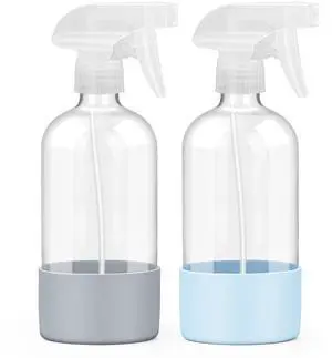 2 Pack Glass Spray Bottles with Silicone Sleeve, 16 oz Empty Refillable Containers with Adjustable Spray Nozzles, Spray Bottles for Hair, Cleaning Solutions and Plants Blue&Grey 2 Pack Glass Spray Bottles with Silicone Sleeve, 16 oz Empty Refillable Containers with Adjustable Spray Nozzles, Spray Bottles for Hair, Cleaning Solutions and Plants Blue&Grey