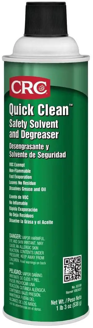 Quick Clean Safety Solvent And Degreaser 03180 19 WT OZ, Clear, Aerosol Cleaner - Industrial Cleaners And Degreasers Quick Clean Safety Solvent And Degreaser 03180 19 WT OZ, Clear, Aerosol Cleaner - Industrial Cleaners And Degreasers