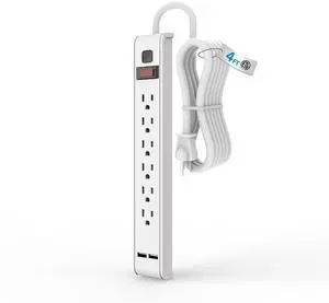 Power Strip Surge Protector with 6 Outlets & 2 USB Ports Power Strip Surge Protector with 6 Outlets & 2 USB Ports