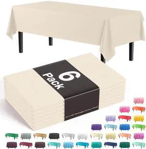 Exquisite Ivory Plastic Table Cloth Disposable 6 Pack - 54 x 108 Inch Rectangle Tablecloth for 6 Foot Tables - Waterproof Table Cover for Party Wedding Birthday Graduation BBQ Catering Exquisite Ivory Plastic Table Cloth Disposable 6 Pack - 54 x 108 Inch Rectangle Tablecloth for 6 Foot Tables - Waterproof Table Cover for Party Wedding Birthday Graduation BBQ Catering