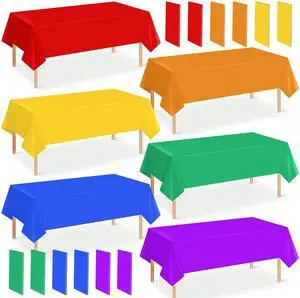 12 Pack 6 Color Rainbow Theme Tablecloth Assorted Color Plastic Tablecloth Disposable Colorful Rectangle Table Covers for Fiesta Wedding Birthday Picnic Graduation Party Decorations, 54 x 108 Inch 12 Pack 6 Color Rainbow Theme Tablecloth Assorted Color Plastic Tablecloth Disposable Colorful Rectangle Table Covers for Fiesta Wedding Birthday Picnic Graduation Party Decorations, 54 x 108 Inch