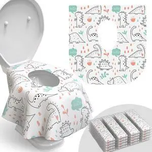 Disposable Toilet Seat Cover for Travel 20 Pack with Covers Wrapped in Sets of 2, Non-Flushable Liners, Fits Most Seats Kids, Toddlers, Adults (Dinosaurs, 20) Disposable Toilet Seat Cover for Travel 20 Pack with Covers Wrapped in Sets of 2, Non-Flushable Liners, Fits Most Seats Kids, Toddlers, Adults (Dinosaurs, 20)