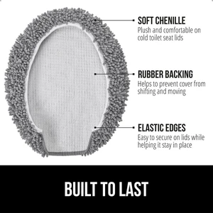 Soft Chenille Toilet Lid Seat Cover, 19.5x18.5 Gray | Machine Washable Covers, Stays in Place Rubber Backing, Fits Most Round, Elongated and Oblong Lids, Accessories Decor Soft Chenille Toilet Lid Seat Cover, 19.5x18.5 Gray | Machine Washable Covers, Stays in Place Rubber Backing, Fits Most Round, Elongated and Oblong Lids, Accessories Decor