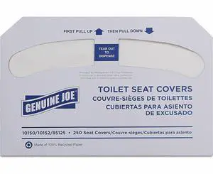 Toilet Seat Covers, Half-Fold, White, 250/Pack, 4 Count Toilet Seat Covers, Half-Fold, White, 250/Pack, 4 Count