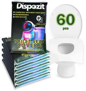 60 Pcs XL disposable flushable toilet seat covers 100% Biodegradable for Travel Public Toilets for Adults and Toddlers & Kids | Compact Universal Toilet seat Cover | 60 Pcs XL disposable flushable toilet seat covers 100% Biodegradable for Travel Public Toilets for Adults and Toddlers & Kids | Compact Universal Toilet seat Cover |
