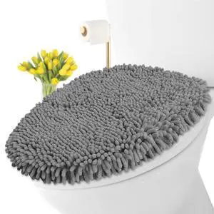 Premium Chenille Microfiber Toilet Lid Cover, Soft Plush Toilet Seat Cover Set for Bathroom, Non-Slip Stretch Fit, Machine Washable, Fits Standard & Elongated Toilet Seat Lid (Light Gray) Premium Chenille Microfiber Toilet Lid Cover, Soft Plush Toilet Seat Cover Set for Bathroom, Non-Slip Stretch Fit, Machine Washable, Fits Standard & Elongated Toilet Seat Lid (Light Gray)