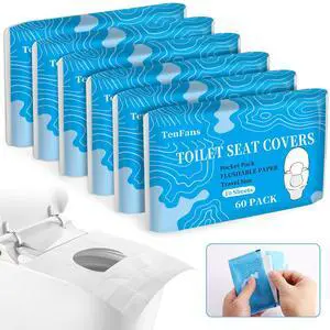 Toilet Seat Covers 60 Pack, Flushable Water Soluble, Biodegradable Toilet Seat Covers 60 Pack, Flushable Water Soluble, Biodegradable