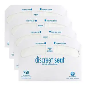 Flushable Toilet Seat Covers - 1000 Pcs, 4 Packs of 250 - Disposable Paper Discreet Seats for Commercial Wall Dispenser, 16.75 x 14.25 Half-Fold, White Flushable Toilet Seat Covers - 1000 Pcs, 4 Packs of 250 - Disposable Paper Discreet Seats for Commercial Wall Dispenser, 16.75 x 14.25 Half-Fold, White